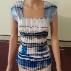 Milano Womens Multi Shimmer Design Stretch Accordion Pleated Top Size MP NWT
